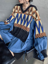 False – Pullover mit zwei langen Ärmeln, Kordelzug und geteiltem V-Ausschnitt