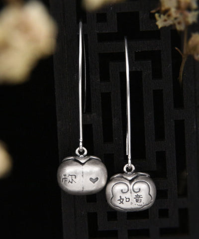 Fine Silk Sterling Silver Persimmon Ruyi Hoop Earrings Fine Silk Sterling Silver Persimmon Ruyi Hoop Earrings