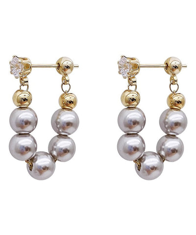 Original Design Colorblock Copper Overgild Pearl Hoop Earrings Original Design Colorblock Copper Overgild Pearl Hoop Earrings