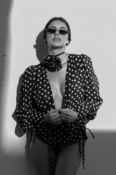 Gilda Bluse mit langen Ärmeln und Polka Dots