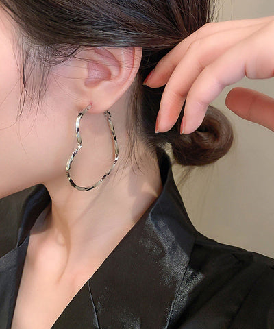 Oversize Gold Sterling Silver Alloy Love Hoop Earrings Oversize Gold Sterling Silver Alloy Love Hoop Earrings