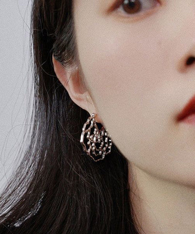 Oversize Silk Alloy Rose Hollow Out Hoop Earrings Oversize Silk Alloy Rose Hollow Out Hoop Earrings