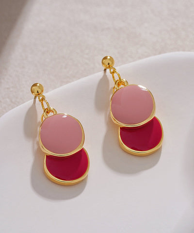 Original Design Gold Alloy Drop Glaze Round Drop Earrings Original Design Gold Alloy Drop Glaze Round Drop Earrings