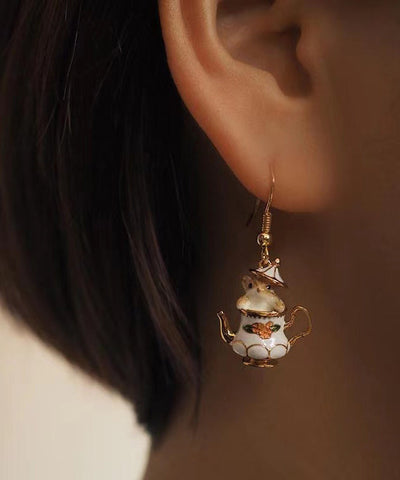 Original White Sterling Silver Overgild Teacup Squirrel Drop Earrings Original White Sterling Silver Overgild Teacup Squirrel Drop Earrings