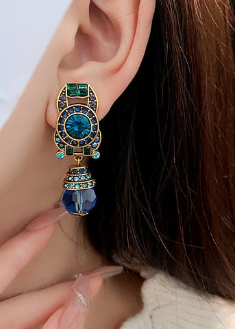 Novelty Blue Overgild Zircon Crystal Drop Earrings Novelty Blue Overgild Zircon Crystal Drop Earrings