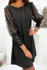 Vestido mini con mangas de flores bordadas Hello Lover