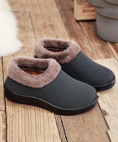 Comfortable Flat Feet Shoes Red Cotton Fabric Fuzzy Wool Lined Comfortable Flat Feet Shoes Red Cotton Fabric Fuzzy Wool Lined