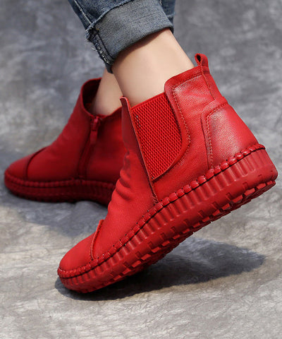 Comfy Zippered Splicing Boots Black Cowhide Leather Comfy Zippered Splicing Boots Black Cowhide Leather