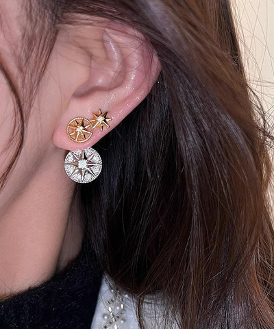 New Colorblock Copper Overgild Eight Pointed Star Stud Earrings New Colorblock Copper Overgild Eight Pointed Star Stud Earrings