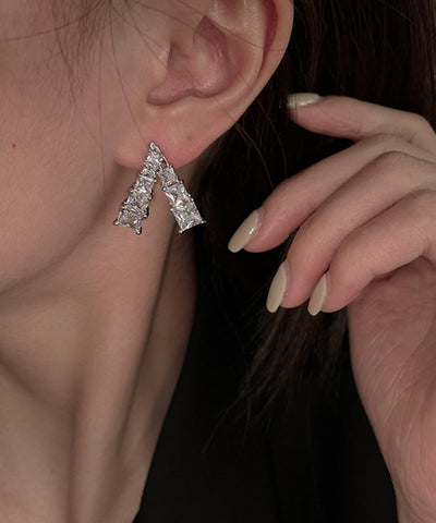 Novelty Silk Sterling Silver Zircon Cross Stud Earrings Novelty Silk Sterling Silver Zircon Cross Stud Earrings