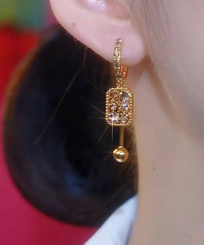 Novelty Coffee Sterling Silver Overgild Zircon Crystal Tassel Drop Earrings Novelty Coffee Sterling Silver Overgild Zircon Crystal Tassel Drop Earrings