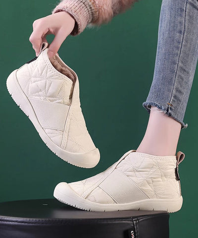Khaki Splicing Fuzzy Wool Lined Flat Shoes For Women Khaki Splicing Fuzzy Wool Lined Flat Shoes For Women