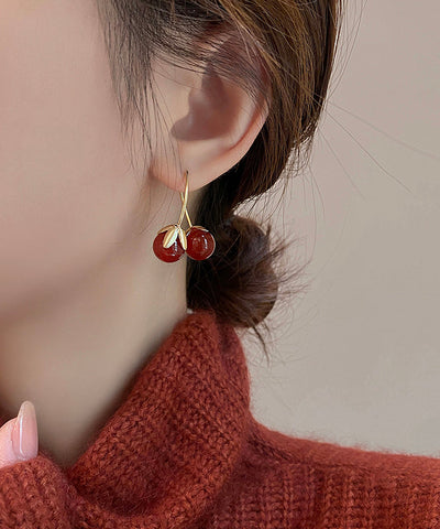 Original Design Red Copper Overgild Tomato Hoop Earrings Original Design Red Copper Overgild Tomato Hoop Earrings
