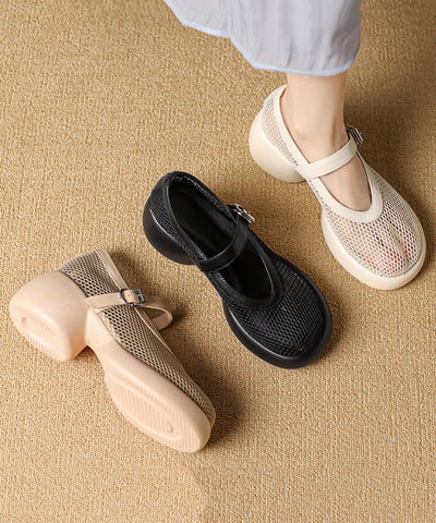 Boutique Splicing Chunky Sandals Black Breathable Mesh Boutique Splicing Chunky Sandals Black Breathable Mesh