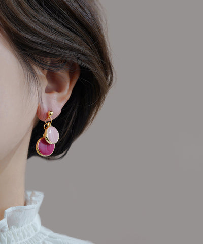 Original Design Gold Alloy Drop Glaze Round Drop Earrings Original Design Gold Alloy Drop Glaze Round Drop Earrings