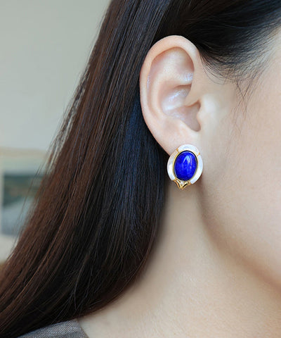 Original Blue Sterling Silver Alloy Zircon Gem Stone Stud Earrings Original Blue Sterling Silver Alloy Zircon Gem Stone Stud Earrings