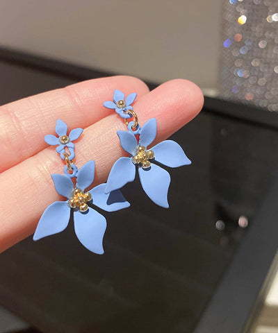 Modern Yellow Sterling Silver Alloy Floral Drop Earrings Modern Yellow Sterling Silver Alloy Floral Drop Earrings