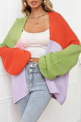 Fashion Street Patchwork Asymmetrischer Kontrast Oberbekleidung Pullover