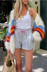 Flauschiger Colorblock-Strickcardigan