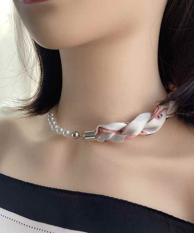 Moderner Kaffeedruck Edelstahl Schal Patchwork Perlenkette  Moderner Kaffeedruck Edelstahl Schal Patchwork Perlenkette