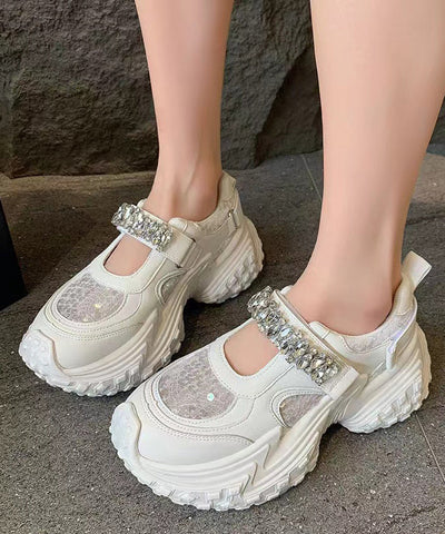 Fashion Silver Platform Sequins Zircon Breathable Mesh Sport Shoes Fashion Silver Platform Sequins Zircon Breathable Mesh Sport Shoes