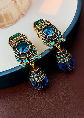 Novelty Blue Overgild Zircon Crystal Drop Earrings Novelty Blue Overgild Zircon Crystal Drop Earrings