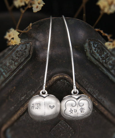 Fine Silk Sterling Silver Persimmon Ruyi Hoop Earrings Fine Silk Sterling Silver Persimmon Ruyi Hoop Earrings