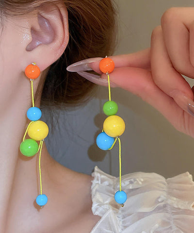 Novelty Red Acrylic Spherical Tassel Drop Earrings Novelty Red Acrylic Spherical Tassel Drop Earrings