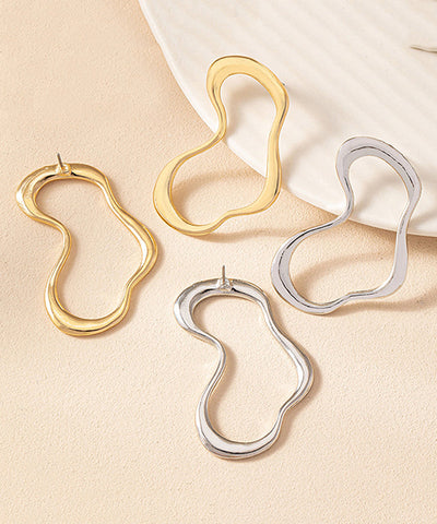 Loose Gold Sterling Silver Overgild Asymmetrical Line Stud Earrings Loose Gold Sterling Silver Overgild Asymmetrical Line Stud Earrings