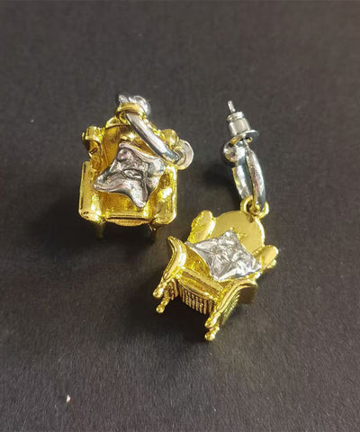 Original Design Gold Sterling Silver Overgild Sofa Style Drop Earrings Original Design Gold Sterling Silver Overgild Sofa Style Drop Earrings