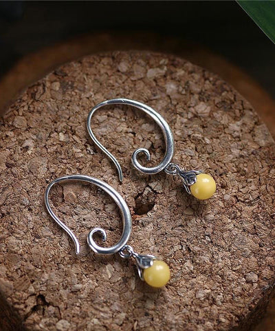 Loose Yellow Sterling Silver Inlaid Gem Stone Hoop Earrings Loose Yellow Sterling Silver Inlaid Gem Stone Hoop Earrings