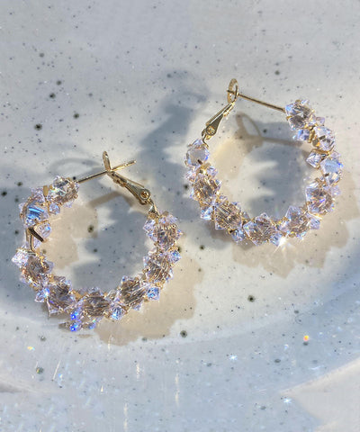 Modern Gold Copper Overgild Zircon Hoop Earrings Modern Gold Copper Overgild Zircon Hoop Earrings