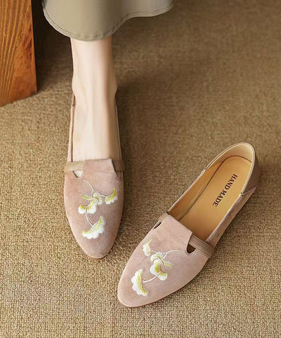 Chinese Style Black Suede Embroidered Chunky Loafer Shoes Chinese Style Black Suede Embroidered Chunky Loafer Shoes