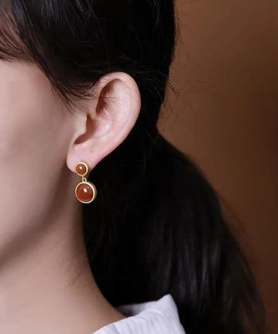 Modern Mulberry Sterling Silver Overgild Agate Drop Earrings Modern Mulberry Sterling Silver Overgild Agate Drop Earrings