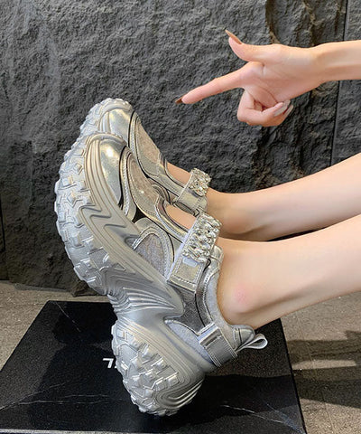 Fashion Silver Platform Sequins Zircon Breathable Mesh Sport Shoes Fashion Silver Platform Sequins Zircon Breathable Mesh Sport Shoes