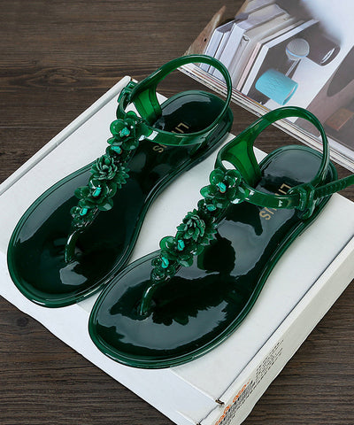Boho Green Floral Splicing Beach Flip Flops Sandals Boho Green Floral Splicing Beach Flip Flops Sandals