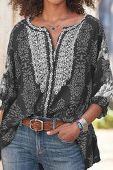 Lässiger Druck Drucken V-Ausschnitt Tops