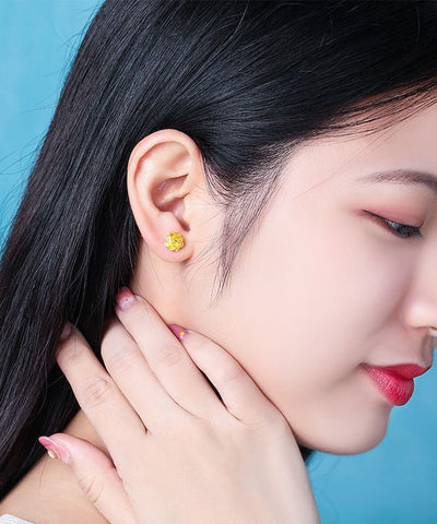 Handmade Gold Sterling Silver Overgild Rose Stud Earrings Handmade Gold Sterling Silver Overgild Rose Stud Earrings