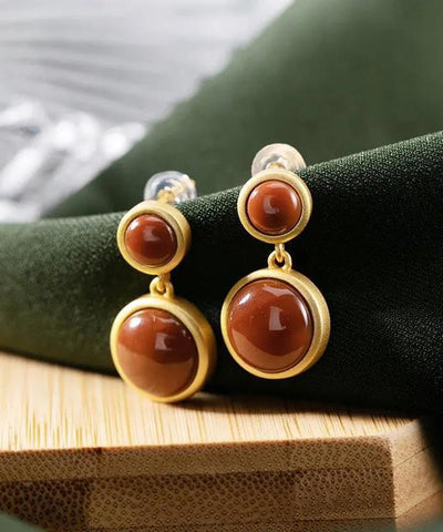 Modern Mulberry Sterling Silver Overgild Agate Drop Earrings Modern Mulberry Sterling Silver Overgild Agate Drop Earrings