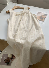 Handgemachte Beige Spitze Krawatte Aushöhlen Floral Lange Weste Kleid Sommer