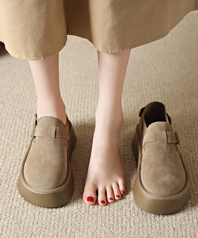 New Comfortable Brown Splicing Platform Loafer Shoes New Comfortable Brown Splicing Platform Loafer Shoes