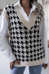 Casual Print Split Joint V Neck Tops