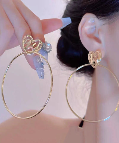 Oversize Gold Copper Overgild Love Hoop Earrings Oversize Gold Copper Overgild Love Hoop Earrings