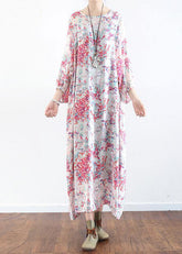 Vestido de verano de fiesta de sisal con cuello redondo y flores rosas francesas