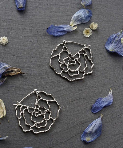 Oversize Silk Alloy Rose Hollow Out Hoop Earrings Oversize Silk Alloy Rose Hollow Out Hoop Earrings