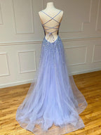 Glitter Tulle Long Prom Dress