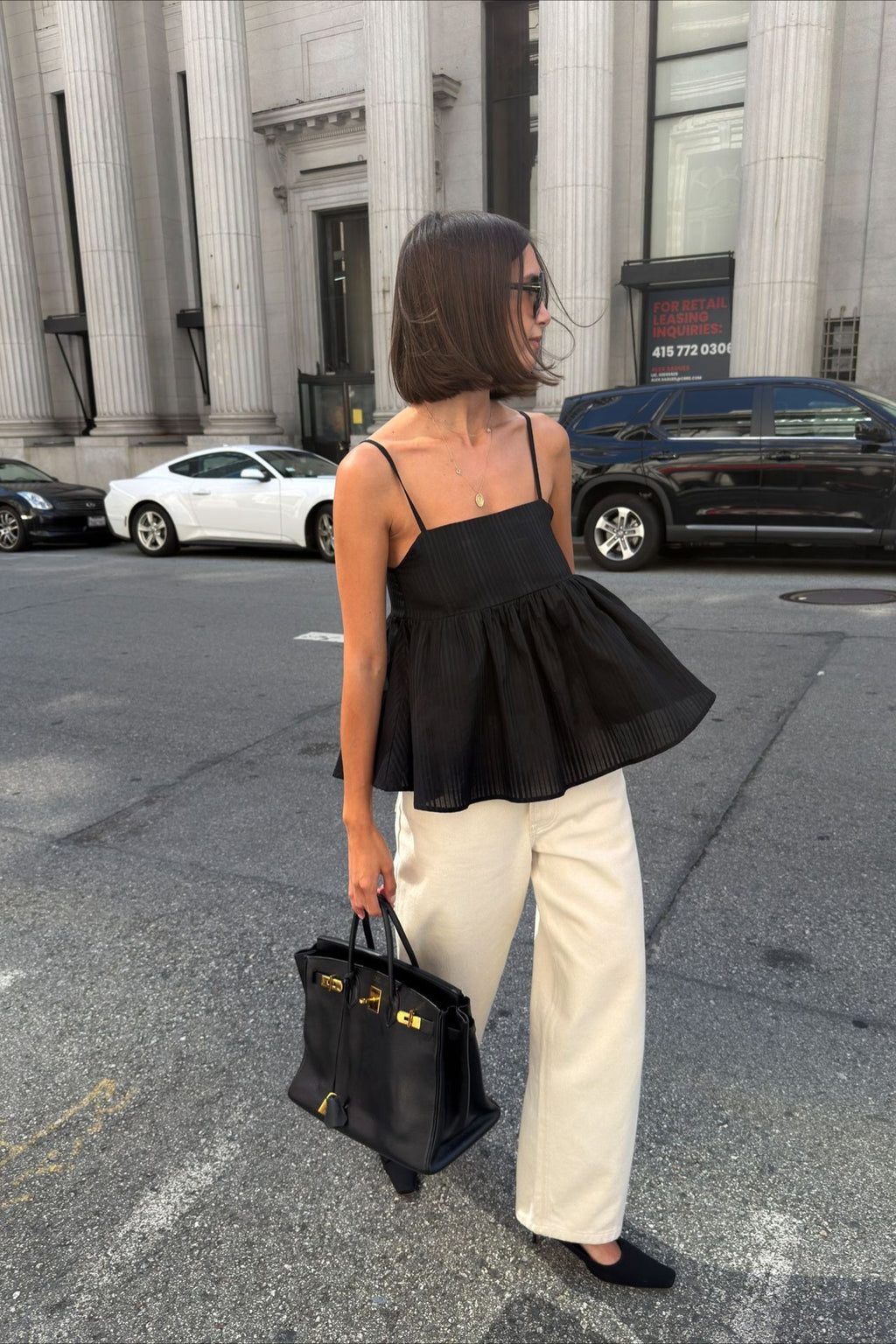 Striped Cotton Ruffle Tank Top