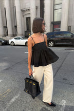 Striped Cotton Ruffle Tank Top