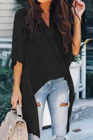 Modischer, schlichter Druck, Oberteile mit V-Ausschnitt (5 Farben) 