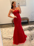 Meerjungfrauen-Halter-Spitzen-Meerjungfrauen-Abendkleid